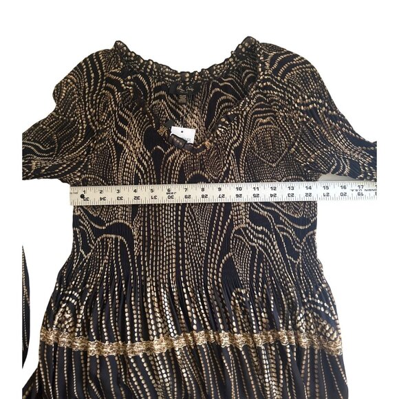 Melissa Paige Petite Women's Long Sleeve Blouse Size P/S Black & Gold Pattern - Picture 6 of 8